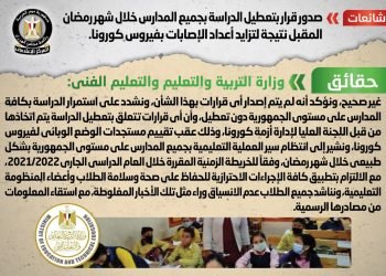 صدور قرار بتعطيل الدراسة بجميع المدارس خلال شهر رمضان المقبل