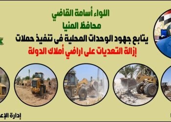 إزالة 37 حالة تعد بالبناء على الأراضي الزراعية وأملاك الدولة بمركزي سمالوط وملوي بالمنيا