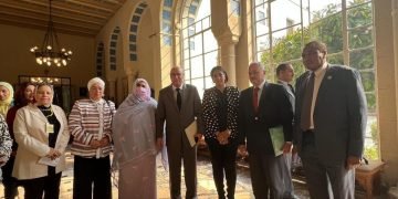 مؤتمر صحفى بالجامعة العربية للاعلان عن تحضيرات المنتدى الزراعى العربى  بحضور امين عام اتحاد قيادات المرأة العربية