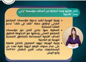 السفيرة سها جندي: أُثمن دعوة مؤسسات المجتمع المدني لإطلاق حملة “كتف في كتف” لدعم الفئات المحتاجة