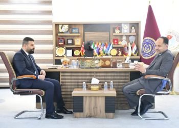 رئيس جامعة الفرات الأوسط التقنية يستقبل النائب حيدر طارق شمخي الحسناوي