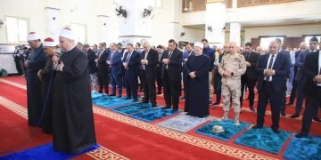 وزير التنمية المحلية ومحافظ الجيزة ومفتى الجمهورية يفتتحون مسجد الروضة بحدائق الأهرام