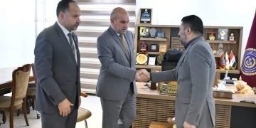 رئيس جامعة الفرات الأوسط التقنية يستقبل النائب أحمد مجيد متعب الشرماني