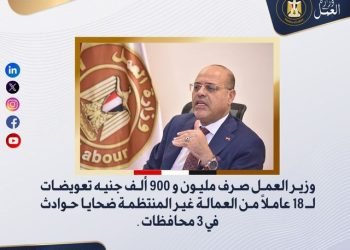 وزير العمل: صرف مليون و900 ألف جنيه تعويضات لـ 18 عاملًا من العمالة غير المنتظمة ضحايا حوادث في 3 محافظات