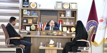 رئيس جامعة الفرات الأوسط التقنية يستقبل رئيس لجنة التربية والتعليم في مجلس محافظة النجف